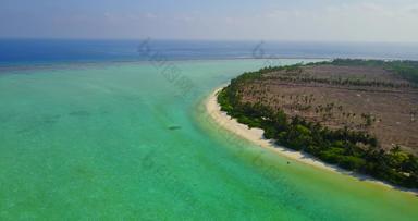 清晰的翡翠水周围白色沙子海滩棕榈树接壤岛的农场土地巴厘岛印尼